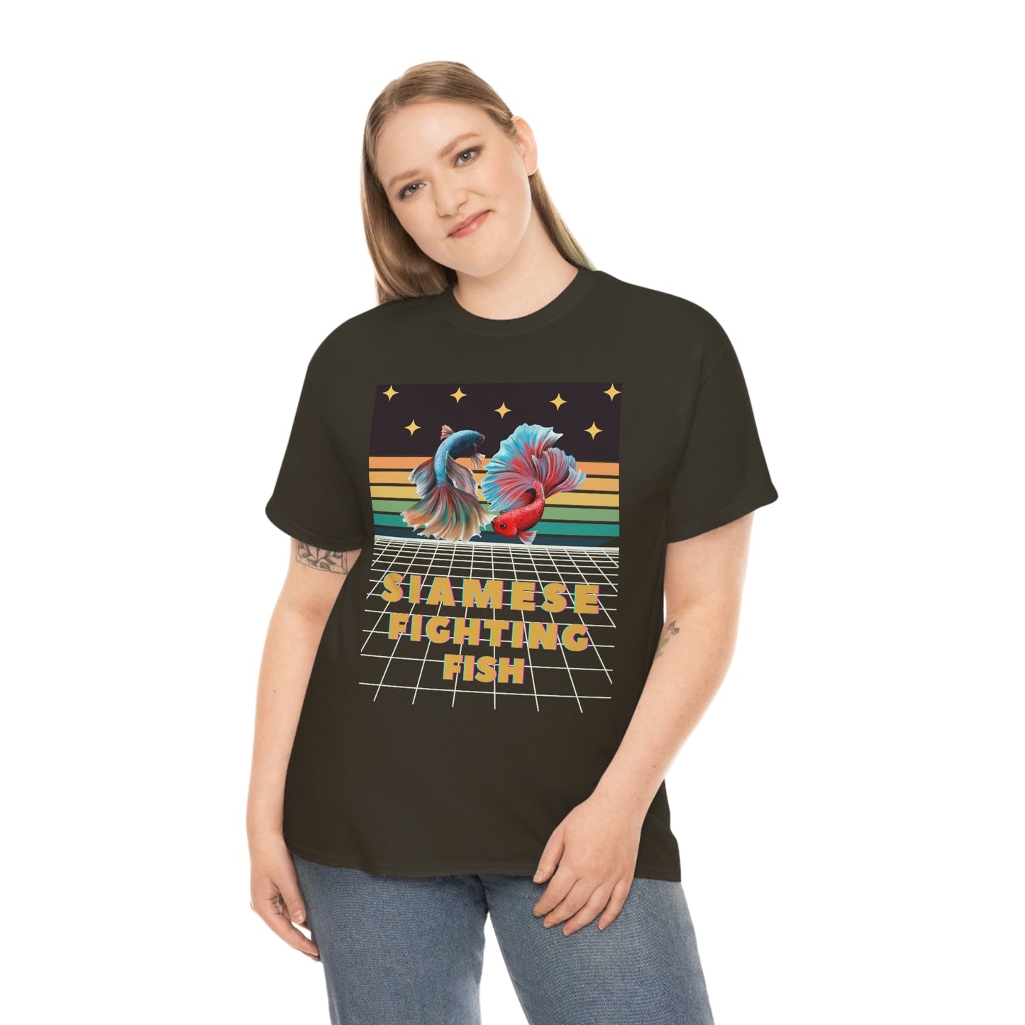 Siamese Fighting Fish Retro Heavy Cotton T-Shirt