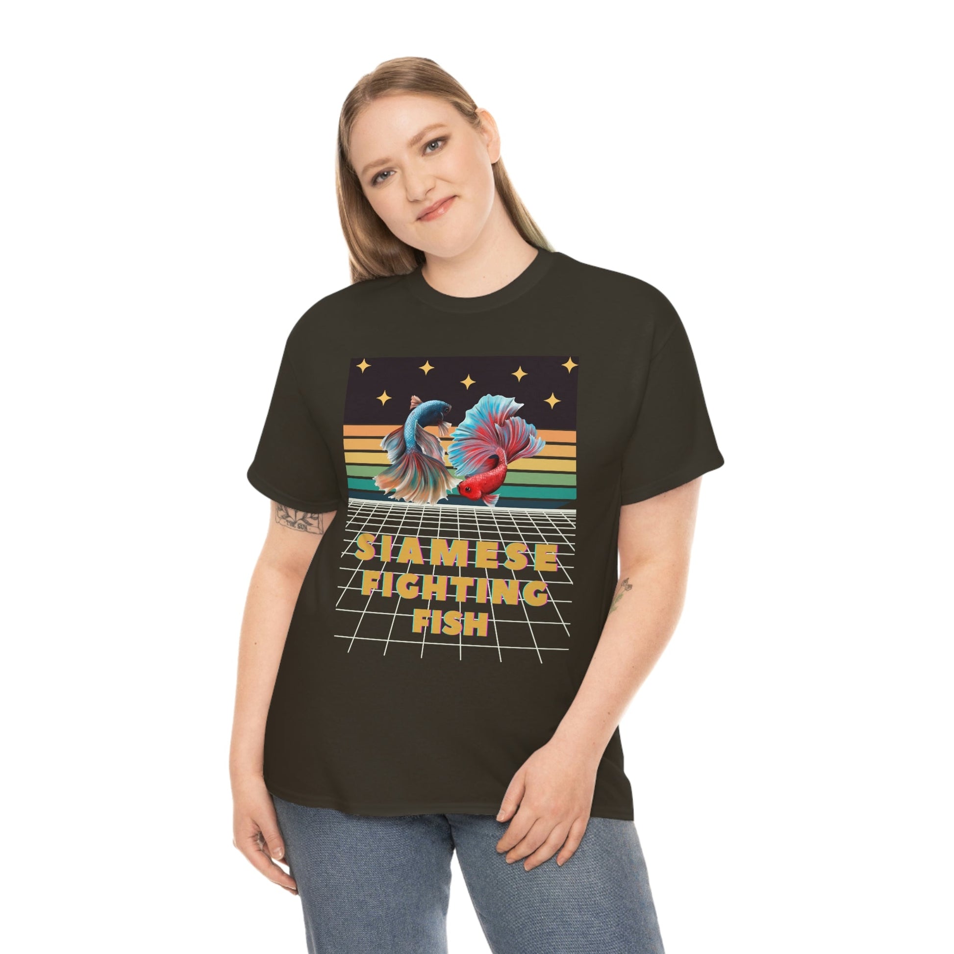 Siamese Fighting Fish Retro Heavy Cotton T-Shirt