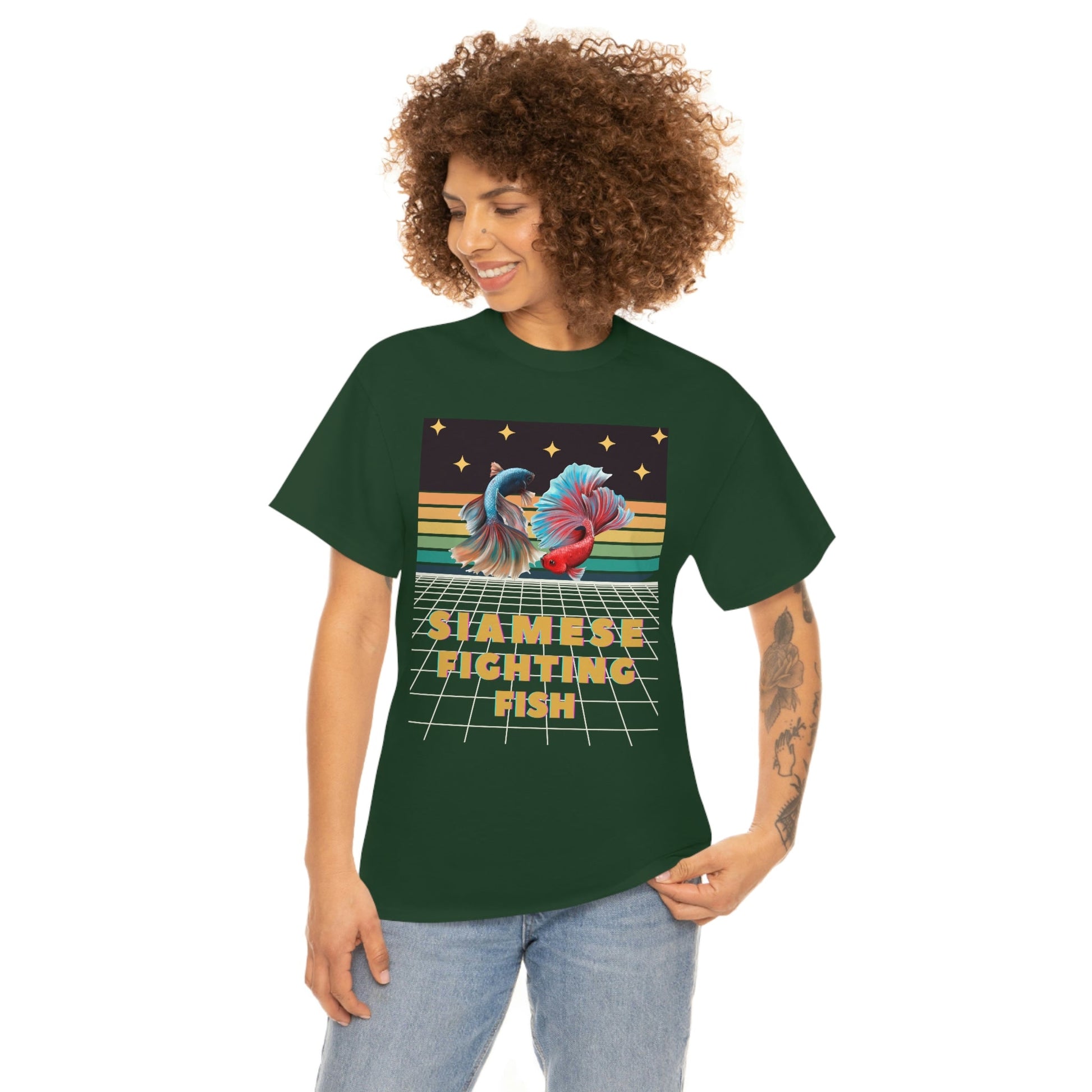 Siamese Fighting Fish Retro Heavy Cotton T-Shirt