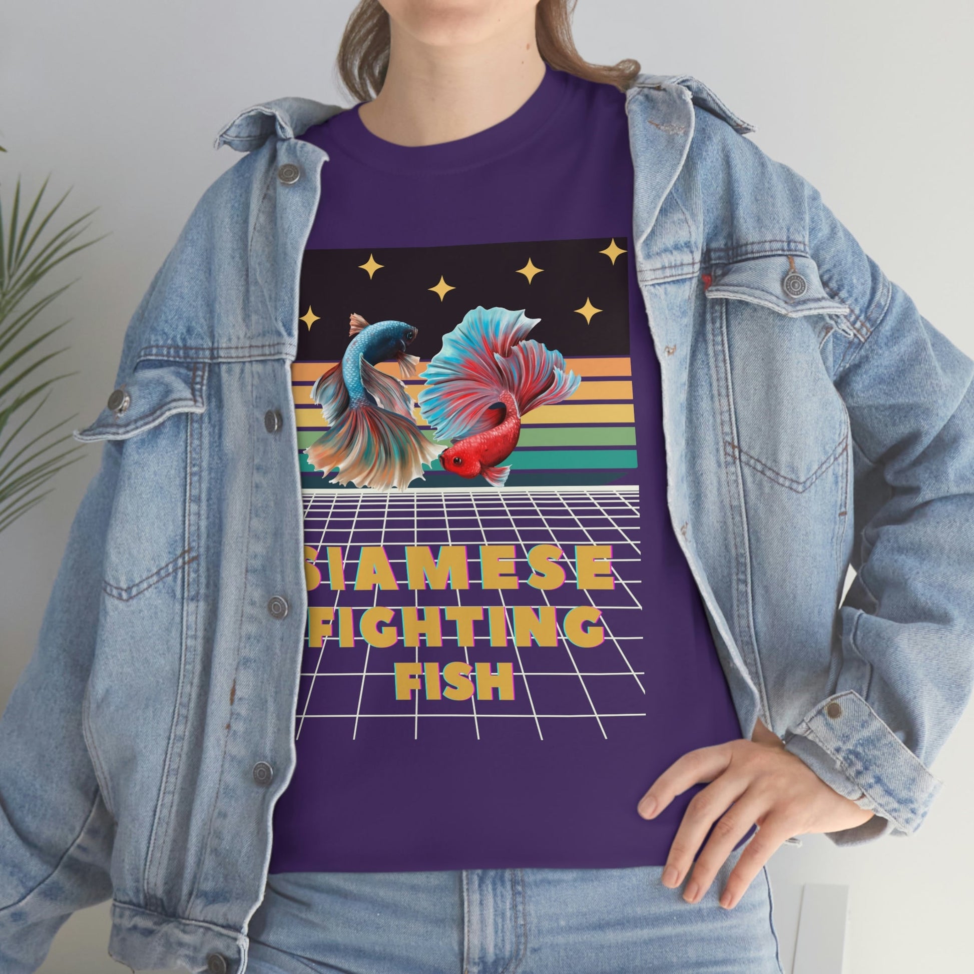 Siamese Fighting Fish Retro Heavy Cotton T-Shirt