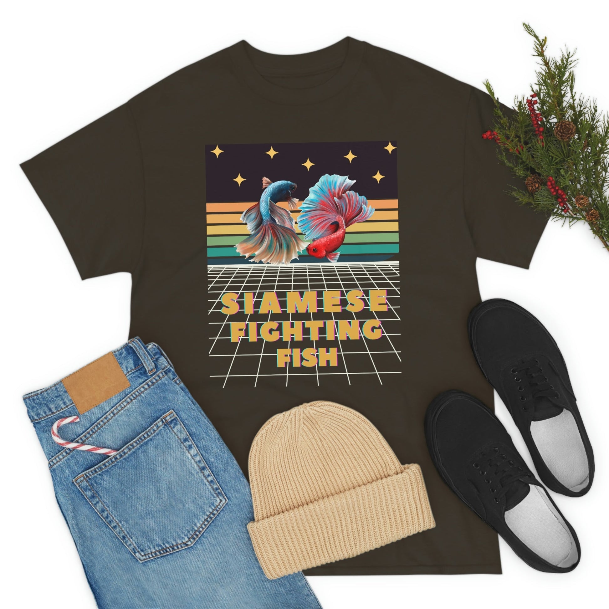Siamese Fighting Fish Retro Heavy Cotton T-Shirt