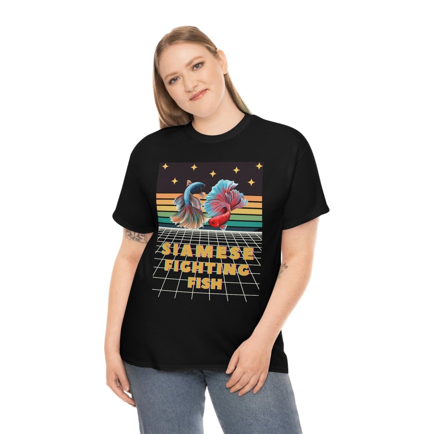Siamese Fighting Fish Retro Heavy Cotton T-Shirt
