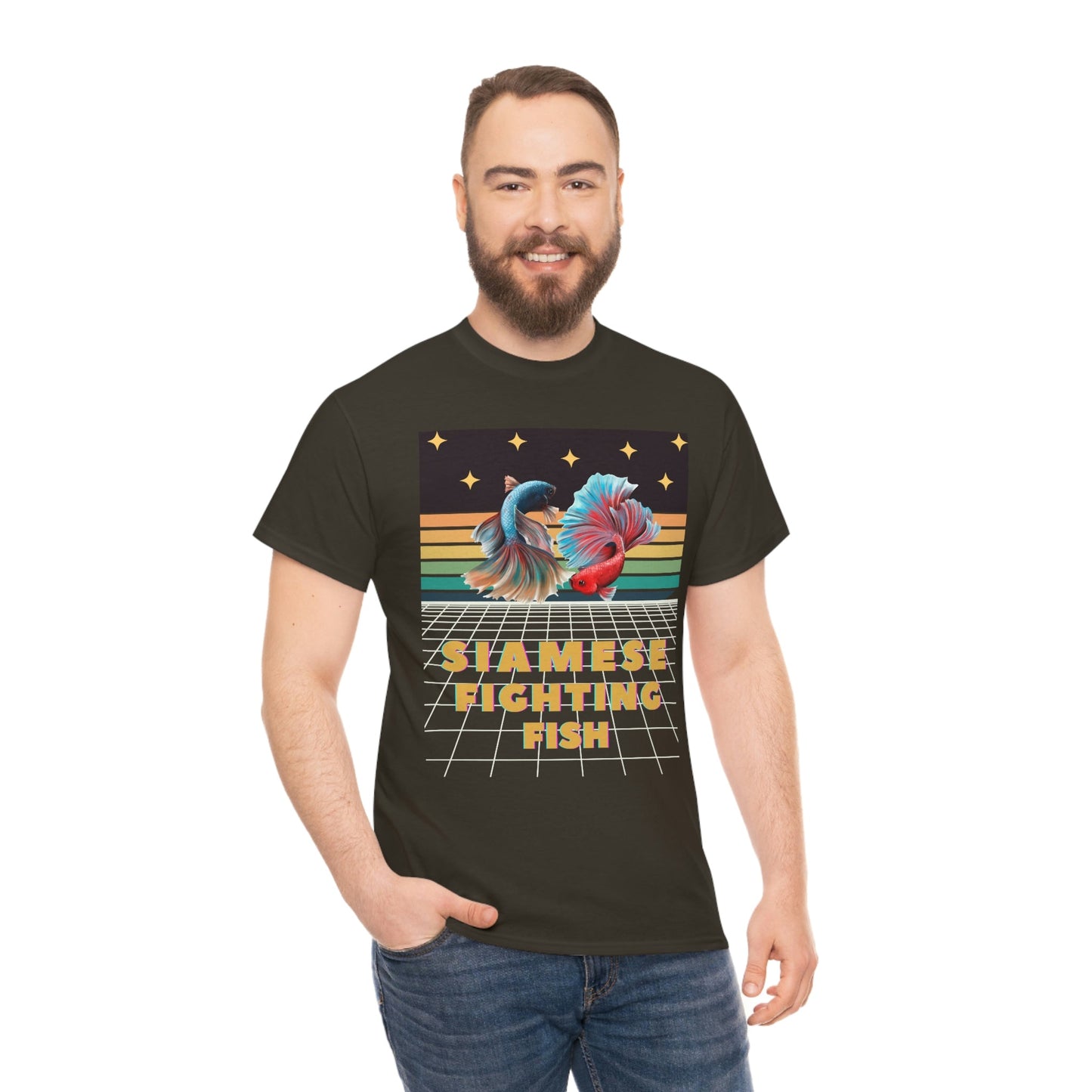 Siamese Fighting Fish Retro Heavy Cotton T-Shirt