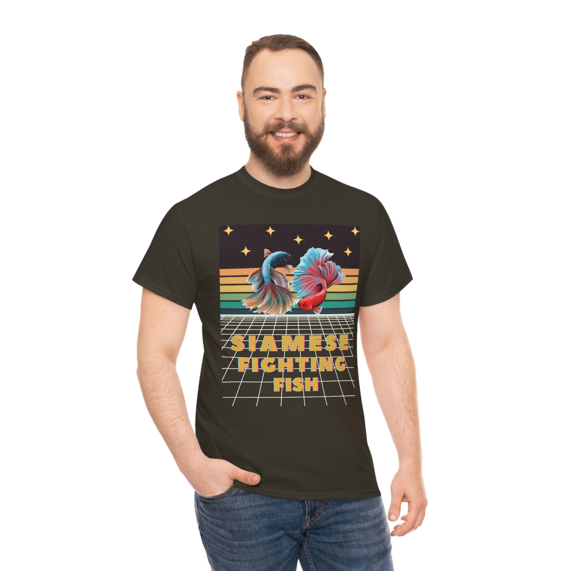 Siamese Fighting Fish Retro Heavy Cotton T-Shirt