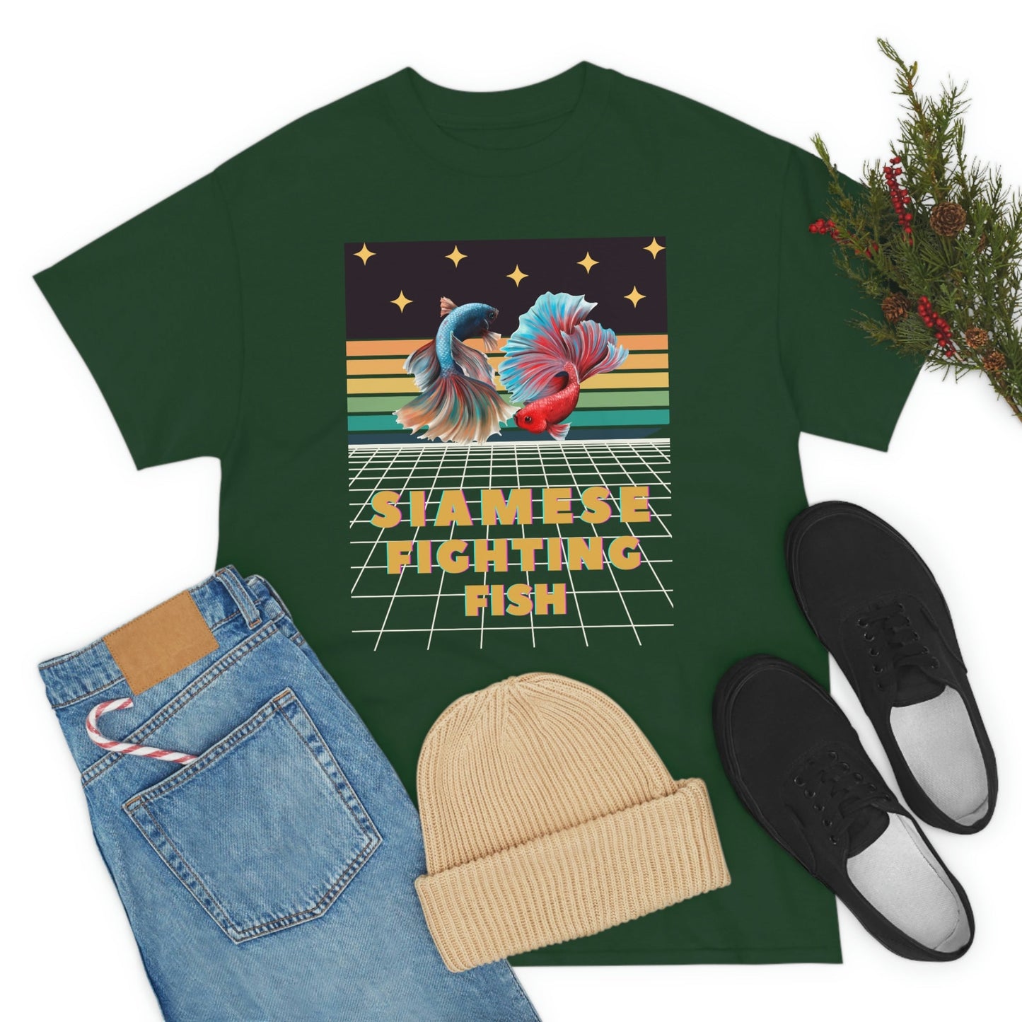 Siamese Fighting Fish Retro Heavy Cotton T-Shirt