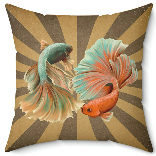 Siamese Fighting Fish Square Pillow