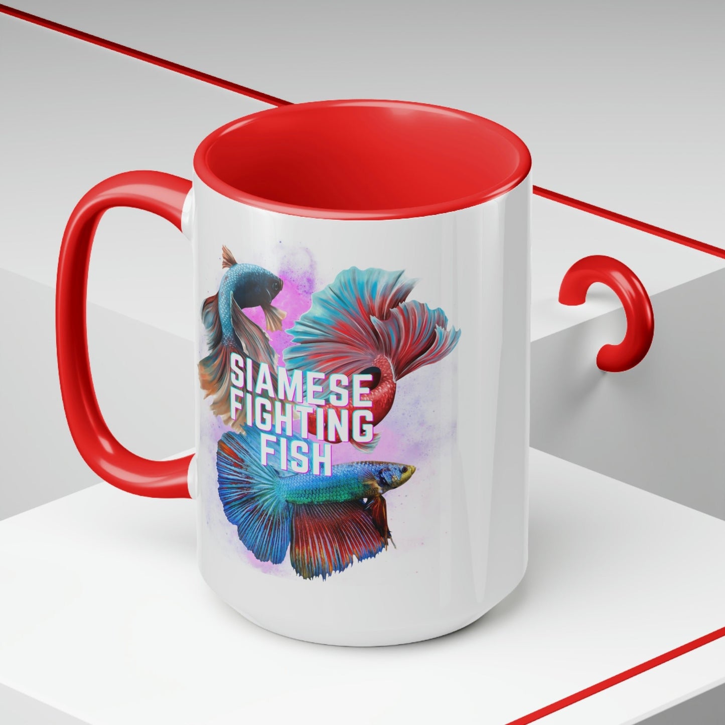 Siamese Fighting Fish Two-Tone Coffee Mugs - 15oz