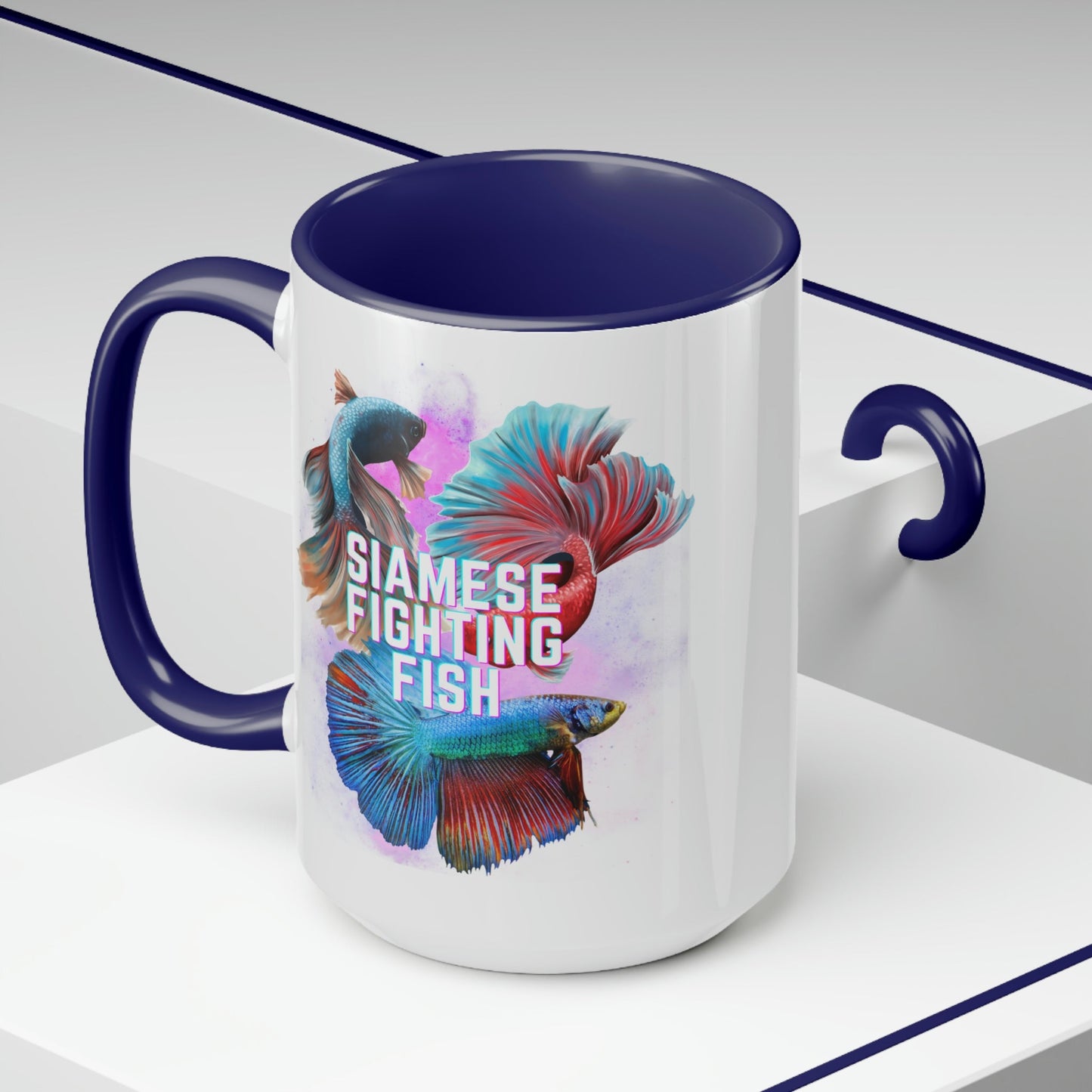 Siamese Fighting Fish Two-Tone Coffee Mugs - 15oz