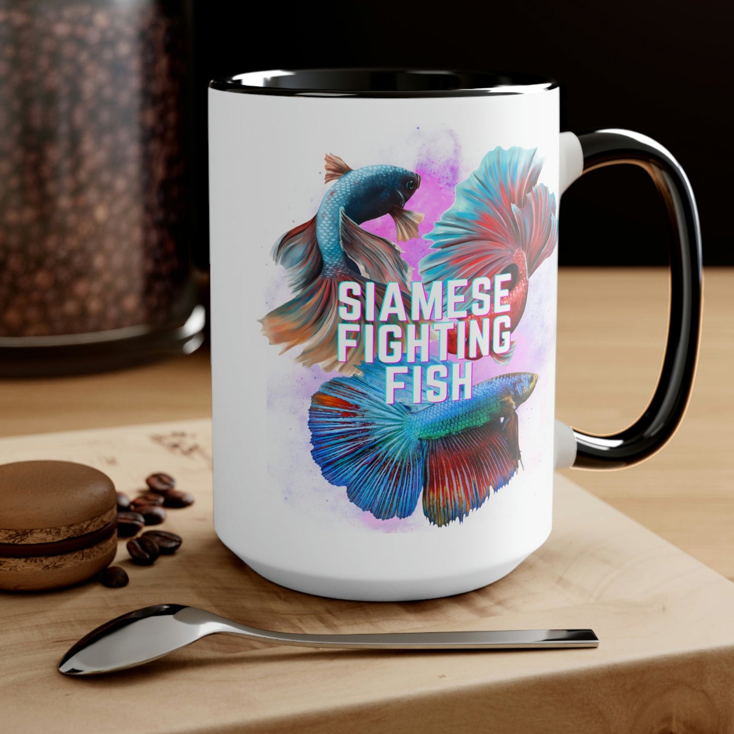 Siamese Fighting Fish Two-Tone Coffee Mugs - 15oz
