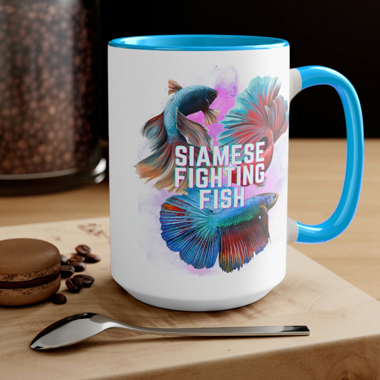 Siamese Fighting Fish Two-Tone Coffee Mugs - 15oz