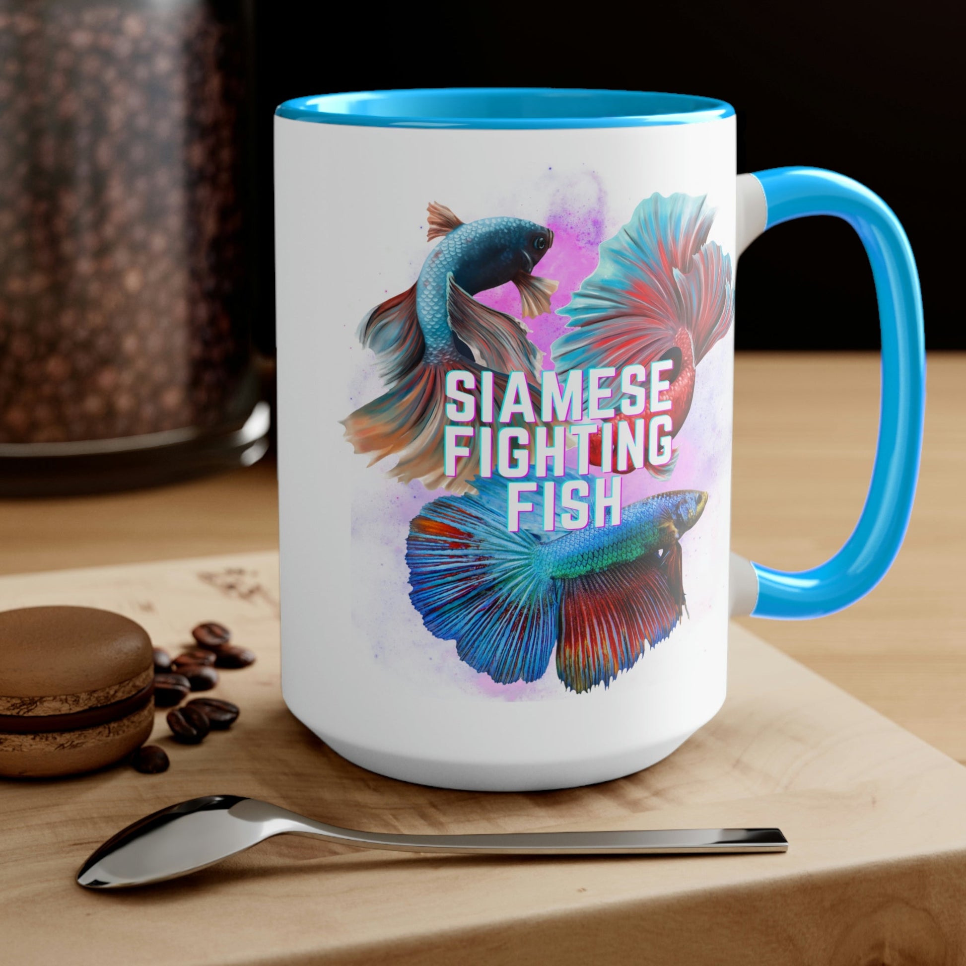 Siamese Fighting Fish Two-Tone Coffee Mugs - 15oz