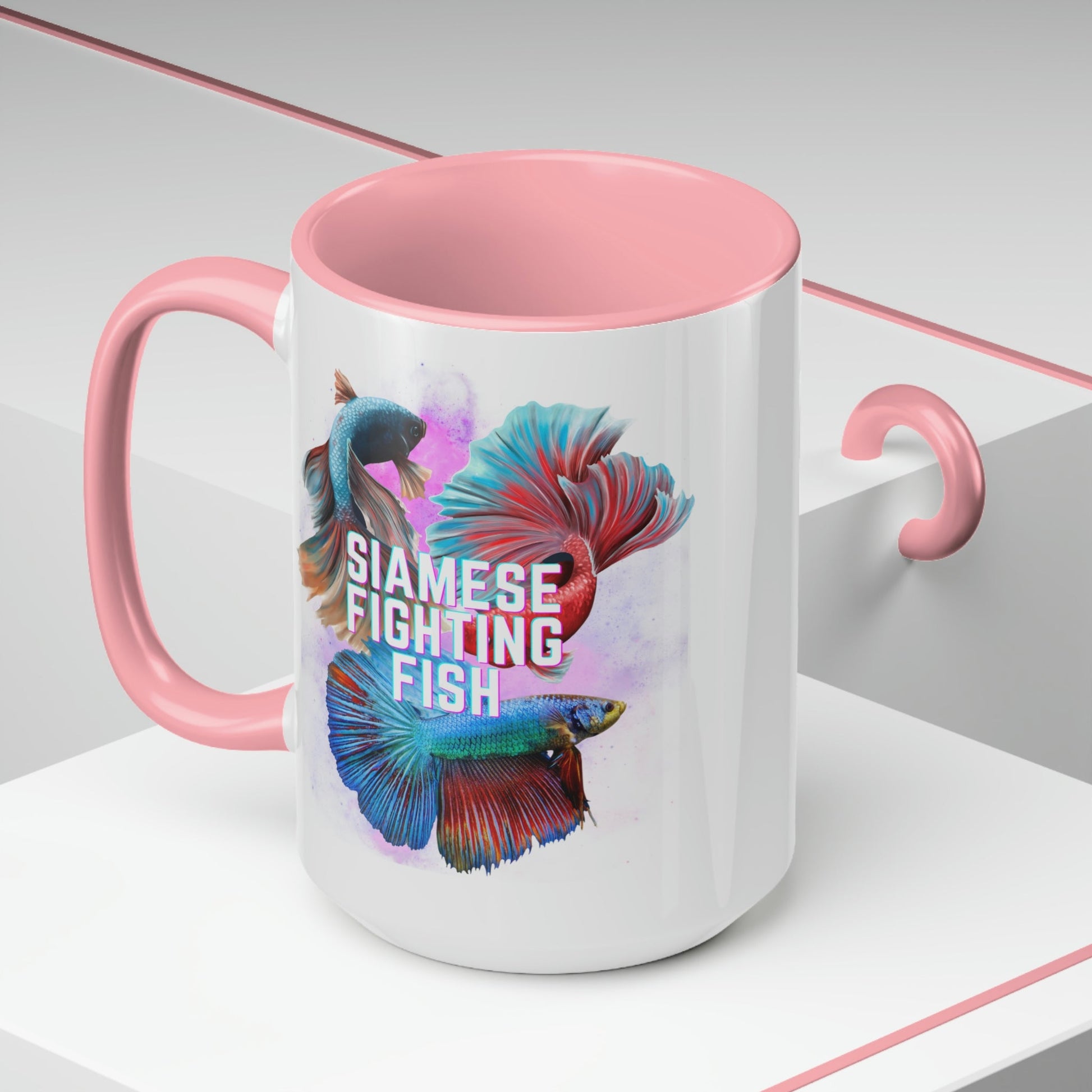 Siamese Fighting Fish Two-Tone Coffee Mugs - 15oz