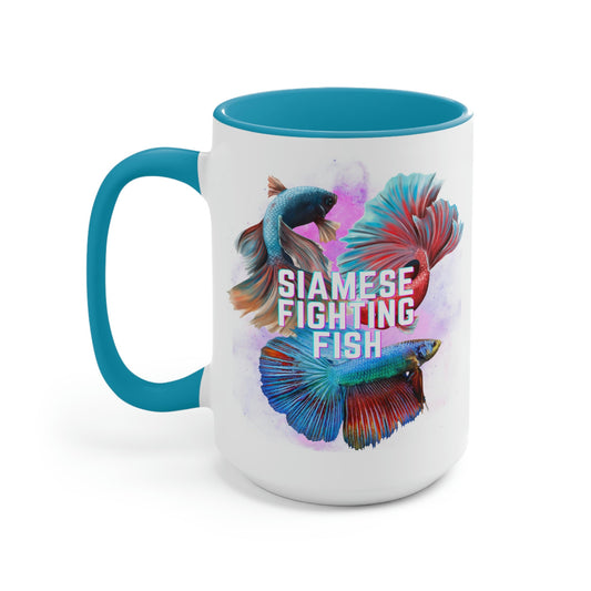 Siamese Fighting Fish Two-Tone Coffee Mugs - 15oz