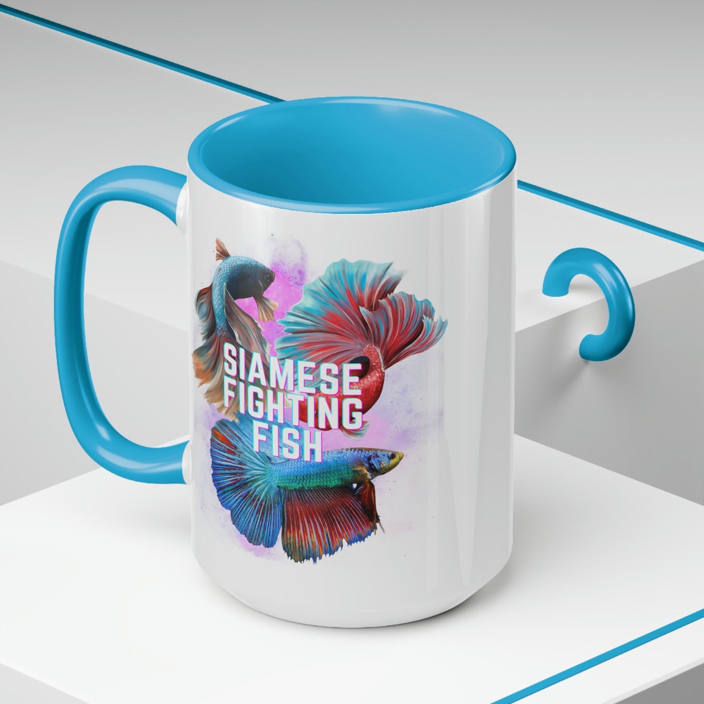 Siamese Fighting Fish Two-Tone Coffee Mugs - 15oz