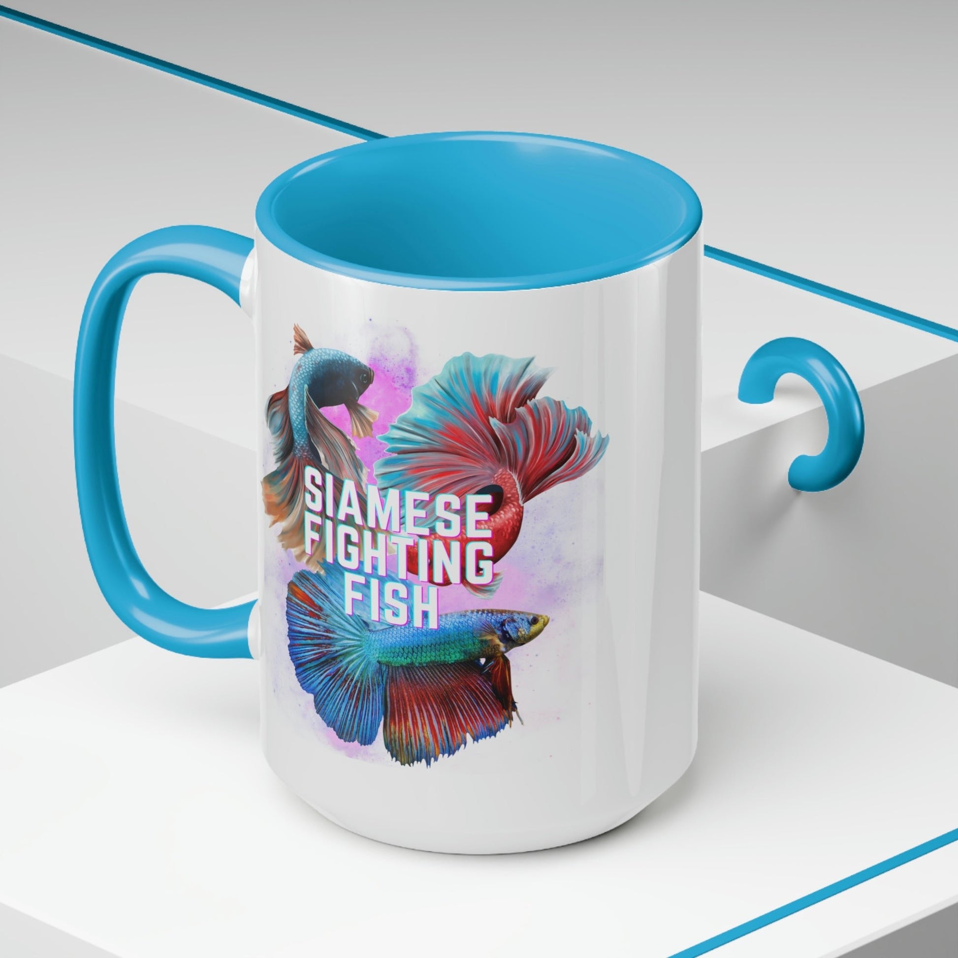 Siamese Fighting Fish Two-Tone Coffee Mugs - 15oz
