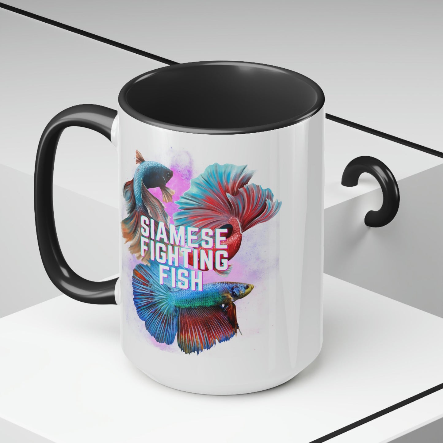 Siamese Fighting Fish Two-Tone Coffee Mugs - 15oz