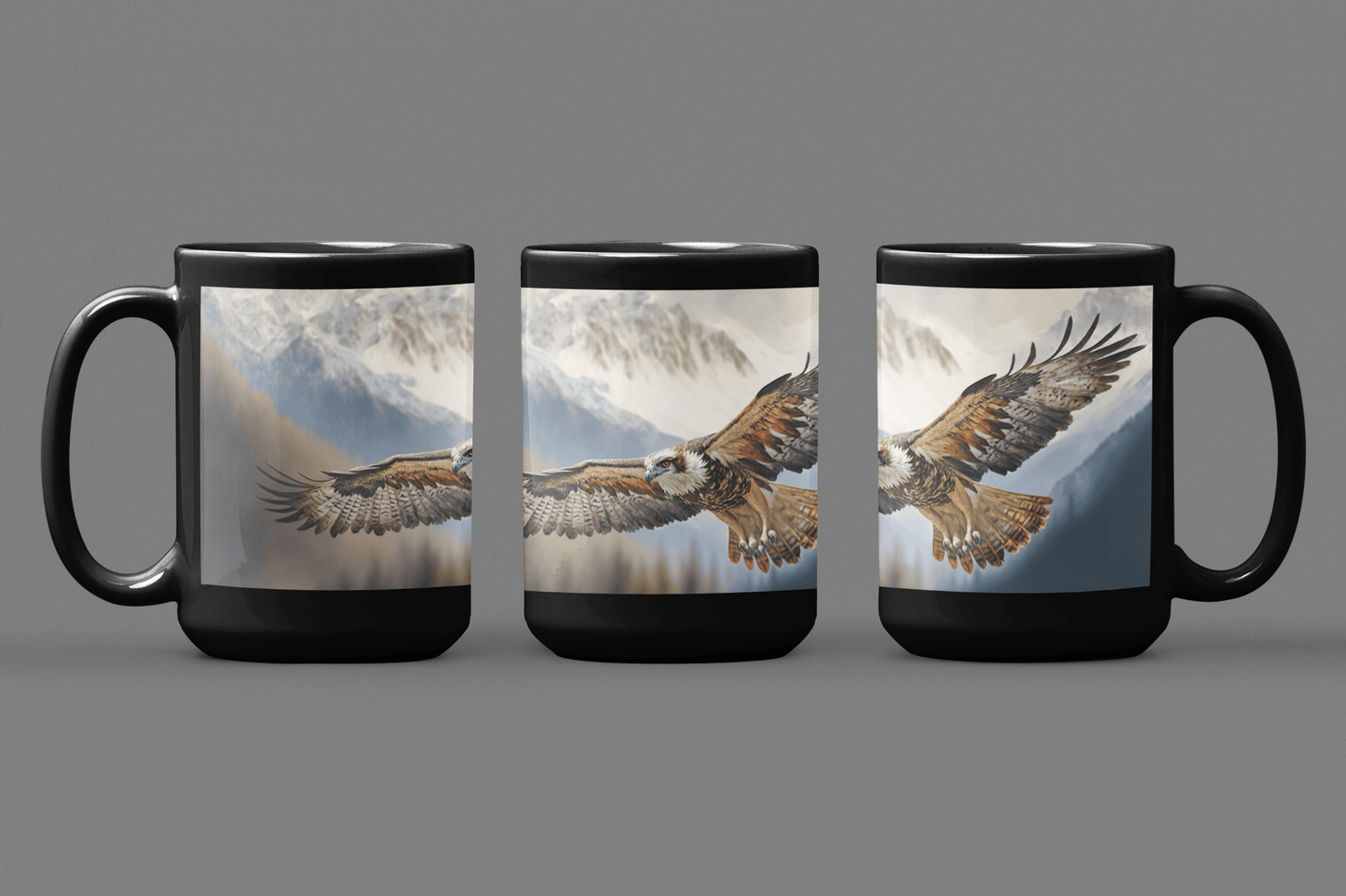 Soaring Osprey - Black 15 oz Blck Coffee Mug