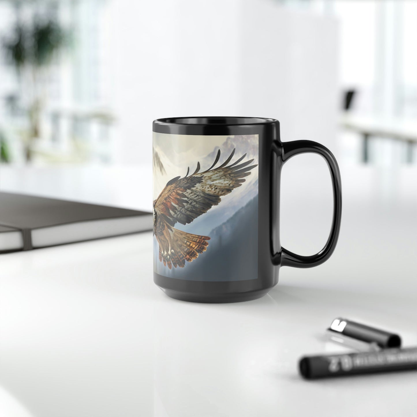 Soaring Osprey - Black 15 oz Blck Coffee Mug