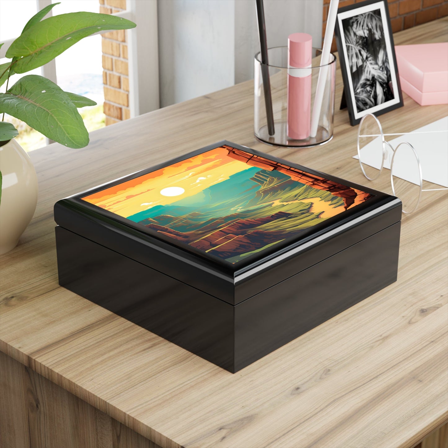 Southwest River Scene Jewelry Keepsake Trinkets Box