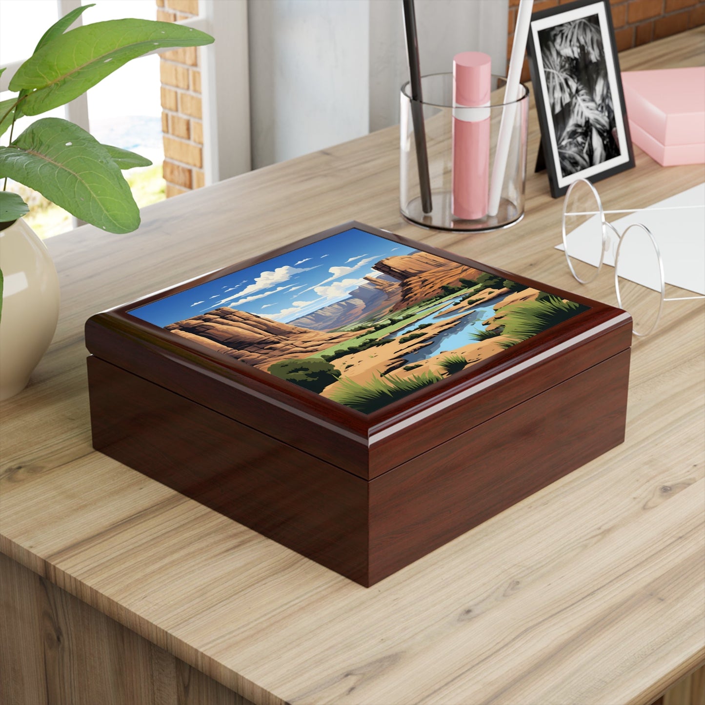 Southwest Scene Jewelry Keepsake Trinkets Box