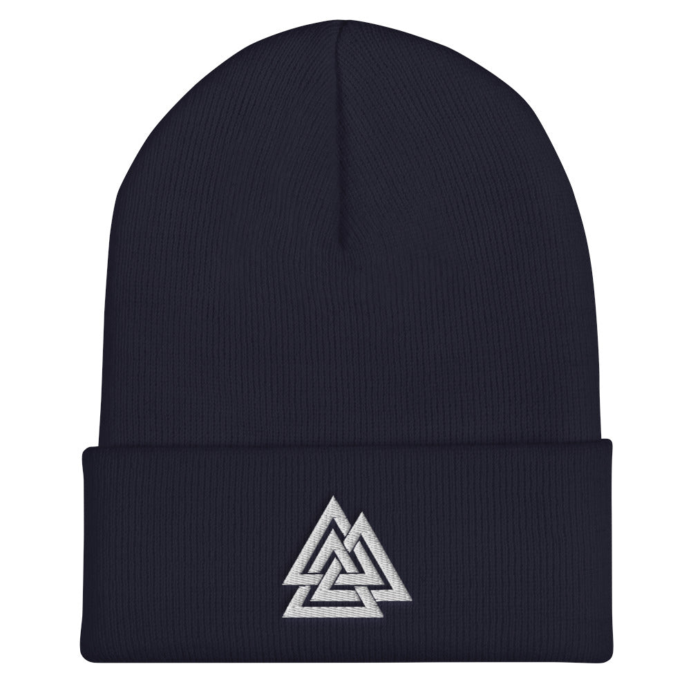 Symbol of Odin - Norse God of Wisdom Cuffed Beanie - Viking Talisman Against Devils