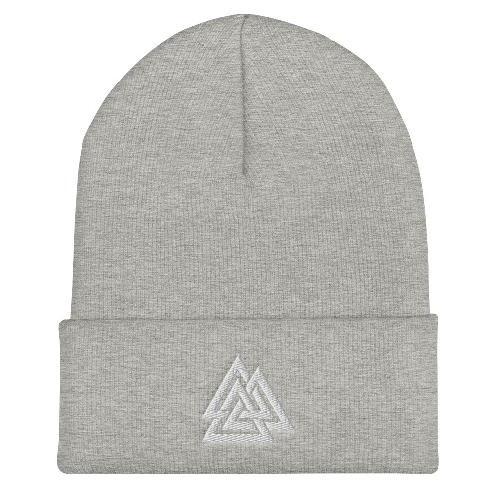 Symbol of Odin - Norse God of Wisdom Cuffed Beanie - Viking Talisman Against Devils