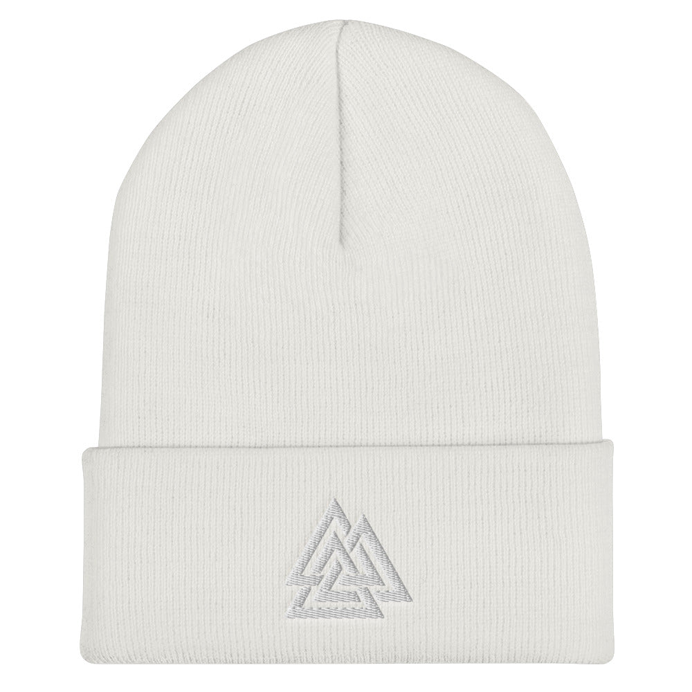Symbol of Odin - Norse God of Wisdom Cuffed Beanie - Viking Talisman Against Devils