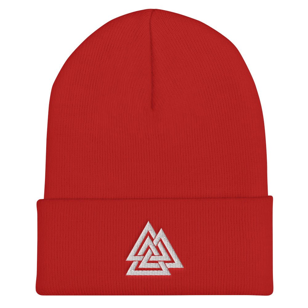 Symbol of Odin - Norse God of Wisdom Cuffed Beanie - Viking Talisman Against Devils