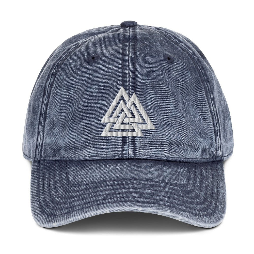 Symbol of Odin - Norse God of Wisdom Vintage Cotton Twill Cap - Viking Talisman Against Devils