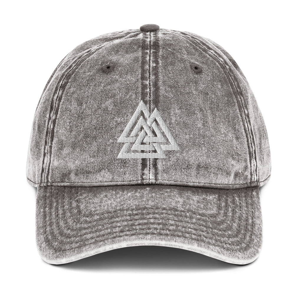 Symbol of Odin - Norse God of Wisdom Vintage Cotton Twill Cap - Viking Talisman Against Devils