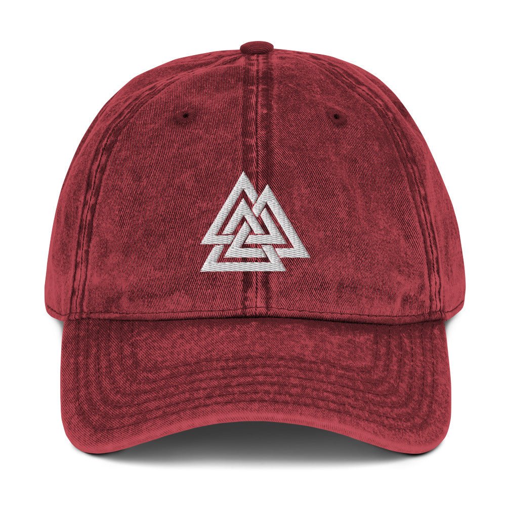 Symbol of Odin - Norse God of Wisdom Vintage Cotton Twill Cap - Viking Talisman Against Devils