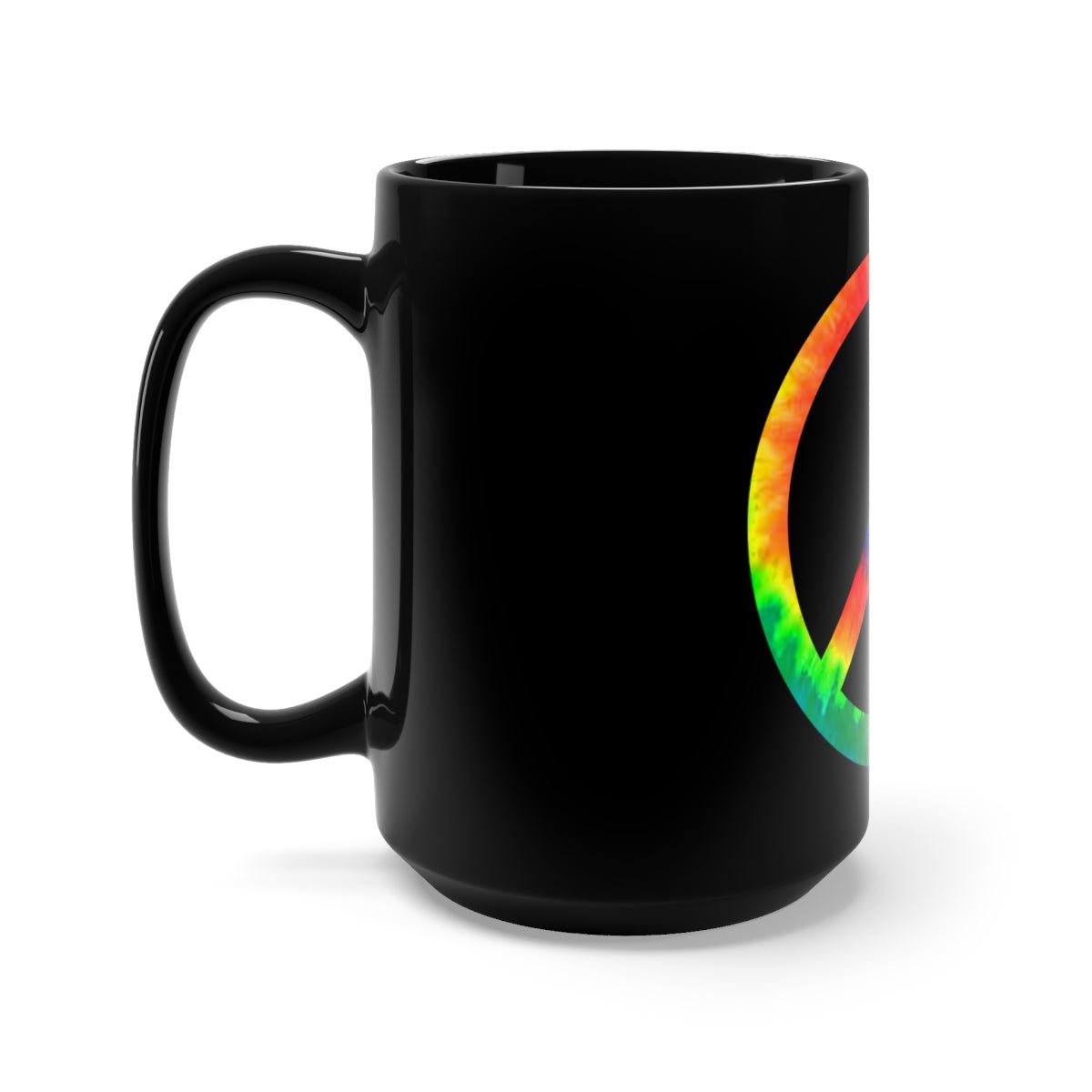 Tie Dye Peace Sign Black Mug 15oz