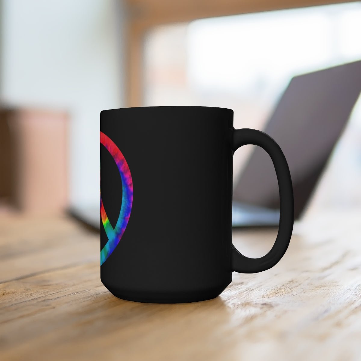 Tie Dye Peace Sign Black Mug 15oz