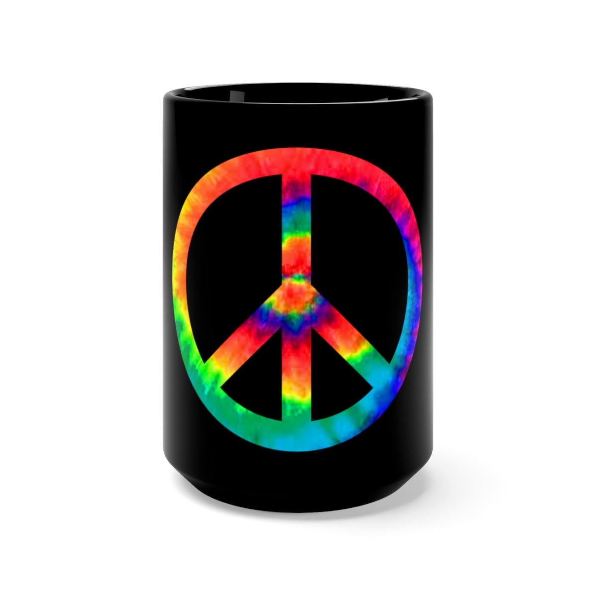 Tie Dye Peace Sign Black Mug 15oz