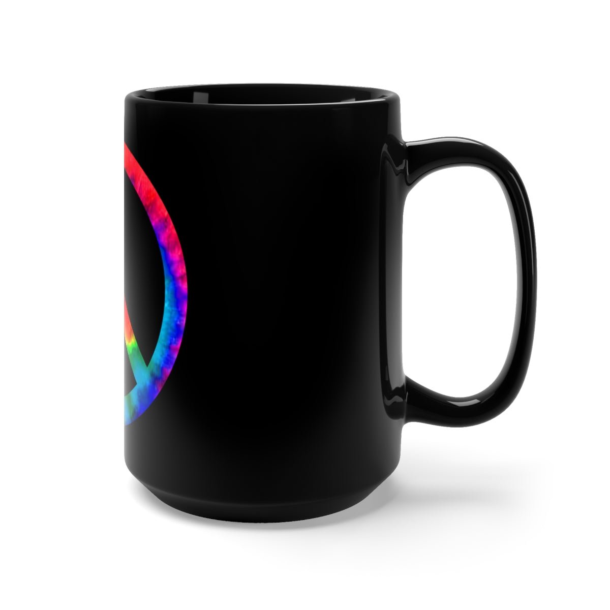 Tie Dye Peace Sign Black Mug 15oz