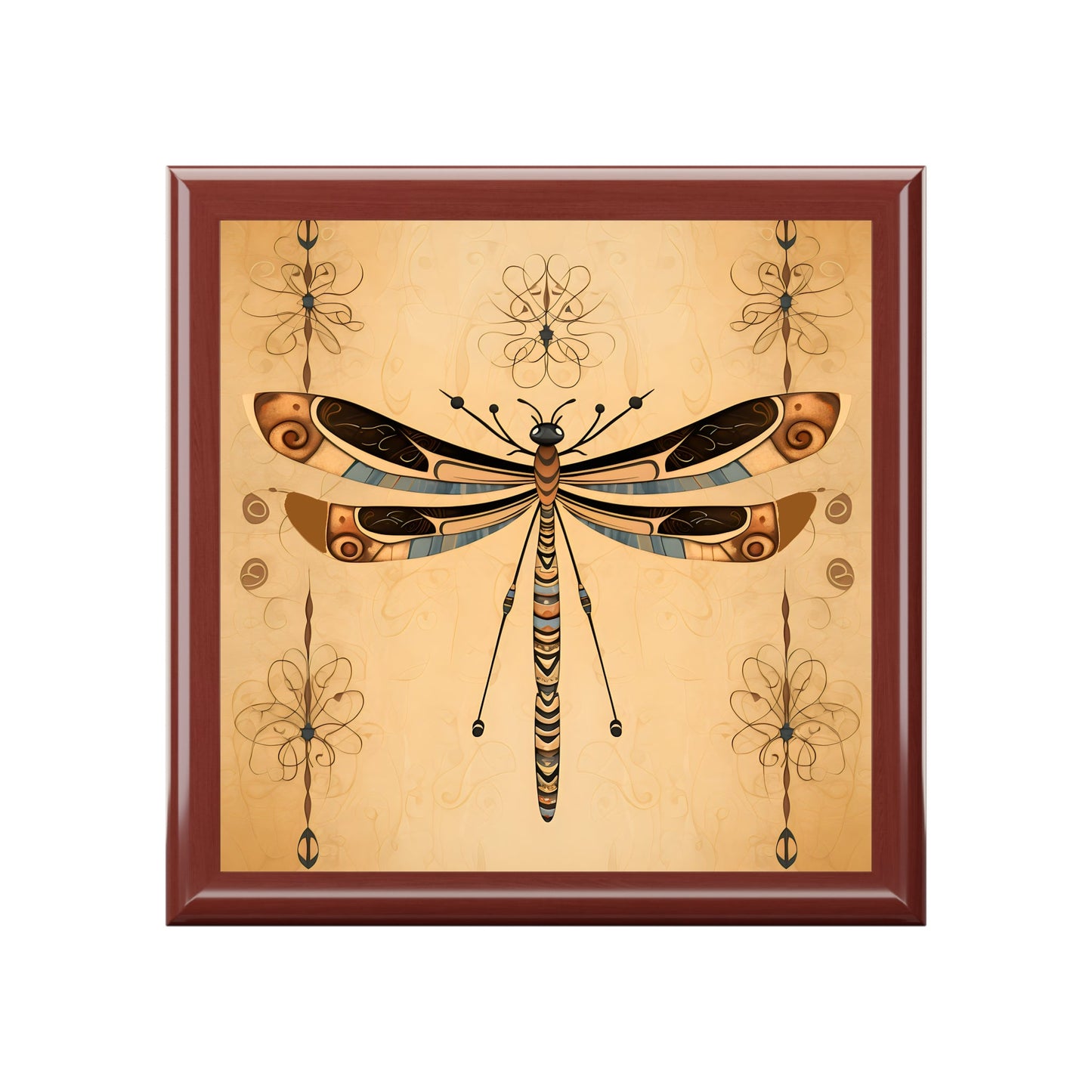 Tribal Style Dragonfly Art Print Gift and Jewelry Box