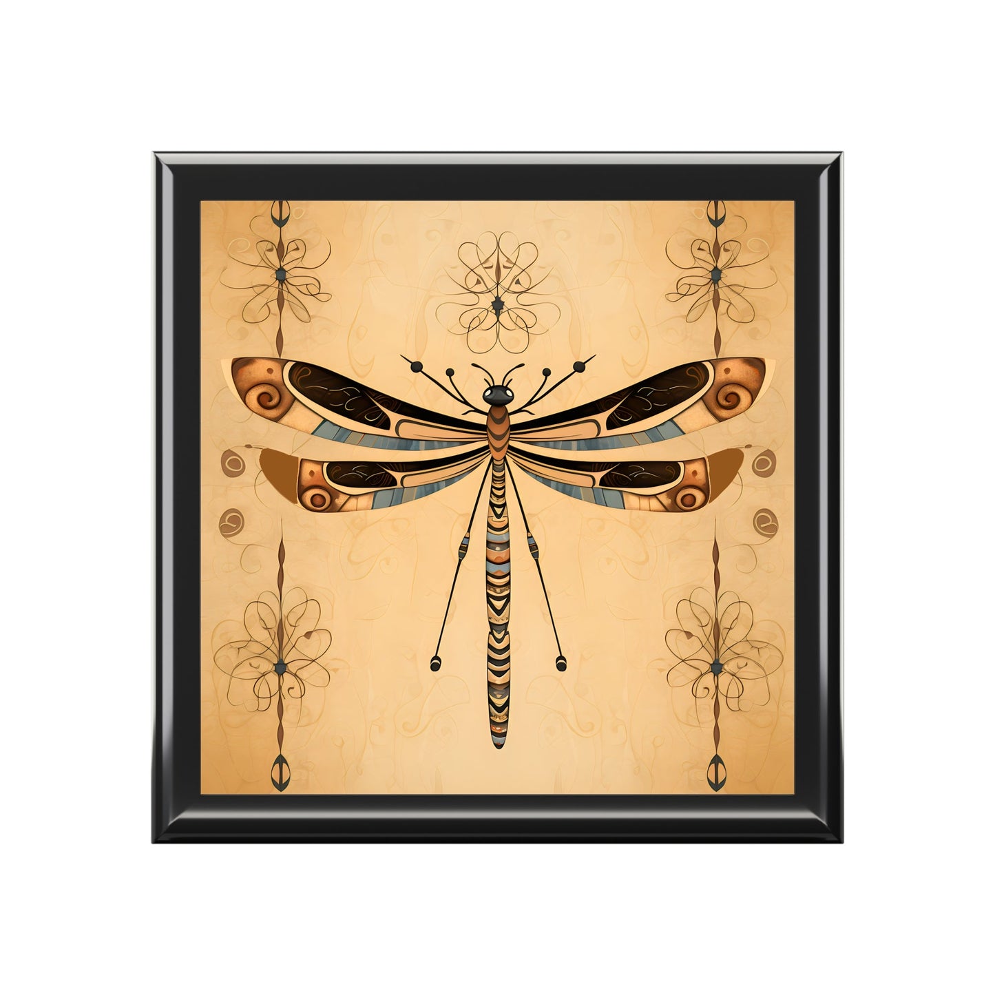 Tribal Style Dragonfly Art Print Gift and Jewelry Box