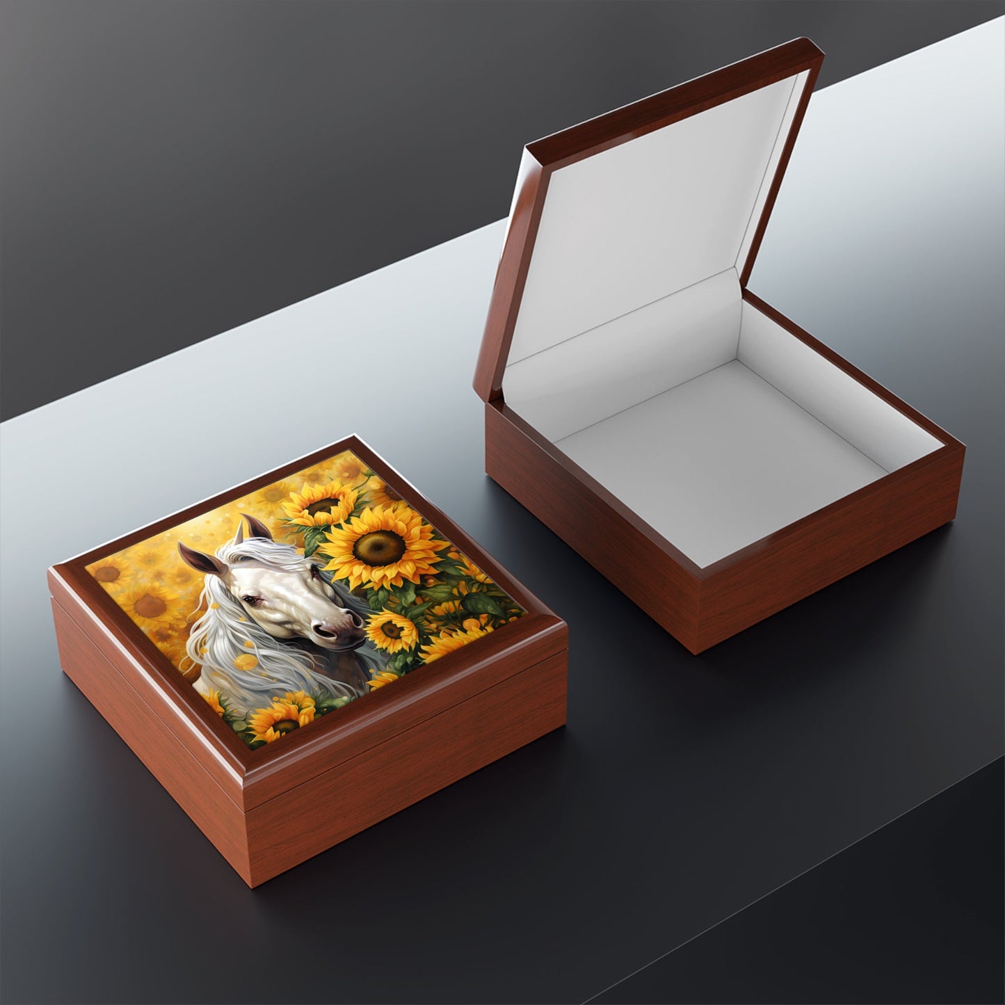 Unicorn and Sunflowers Jewelry Box