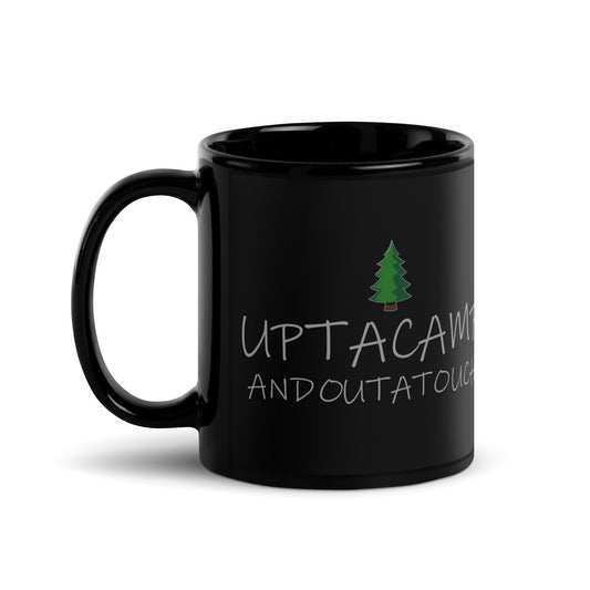 Upta Camp Outa Touch Black Glossy Ceramic Mug