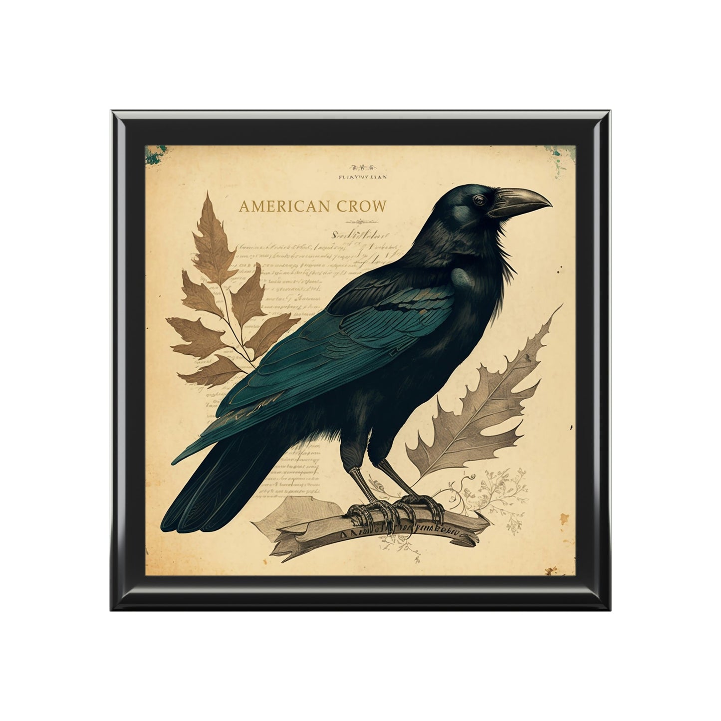 Vintage American Crow Wooden Keepsake Jewelry Box