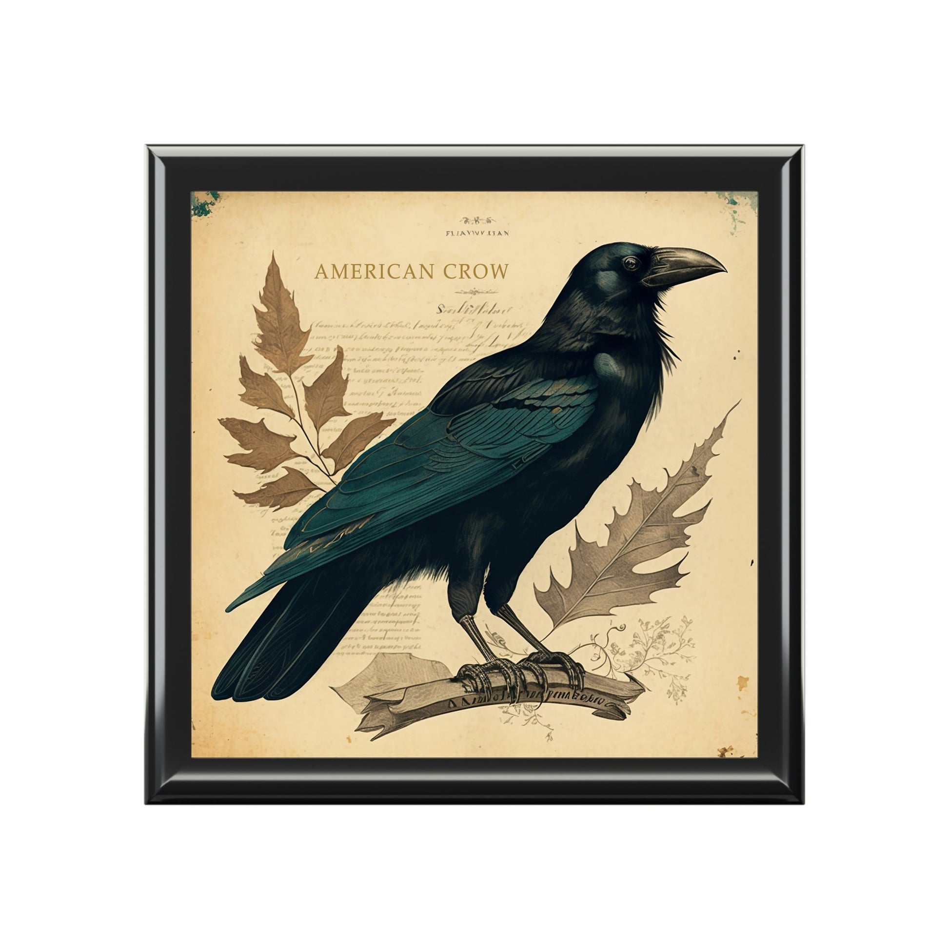 Vintage American Crow Wooden Keepsake Jewelry Box