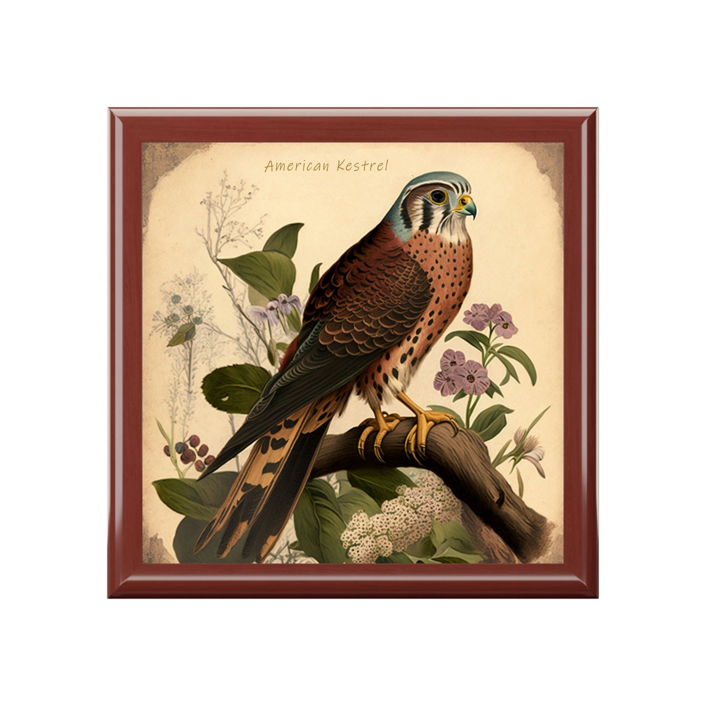 Vintage American Kestrel Wooden Keepsake Jewelry Box