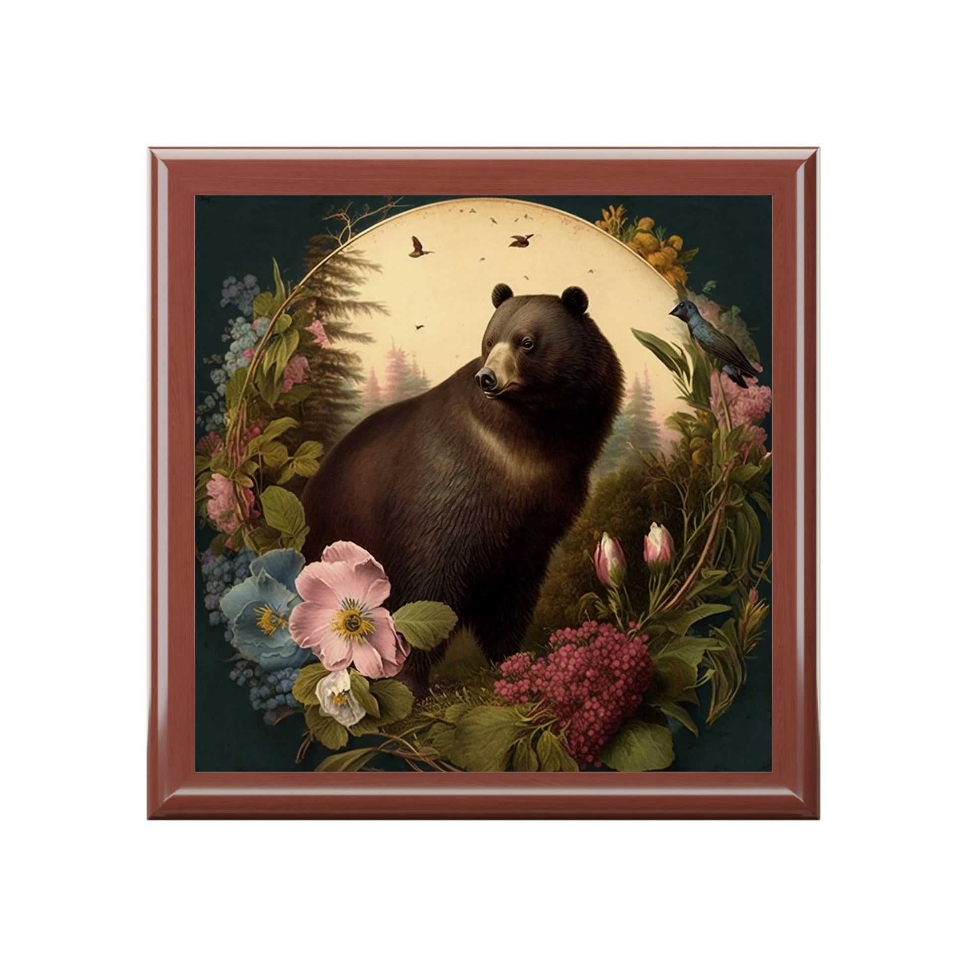 Vintage Bear Wooden Keepsake Jewelry Box
