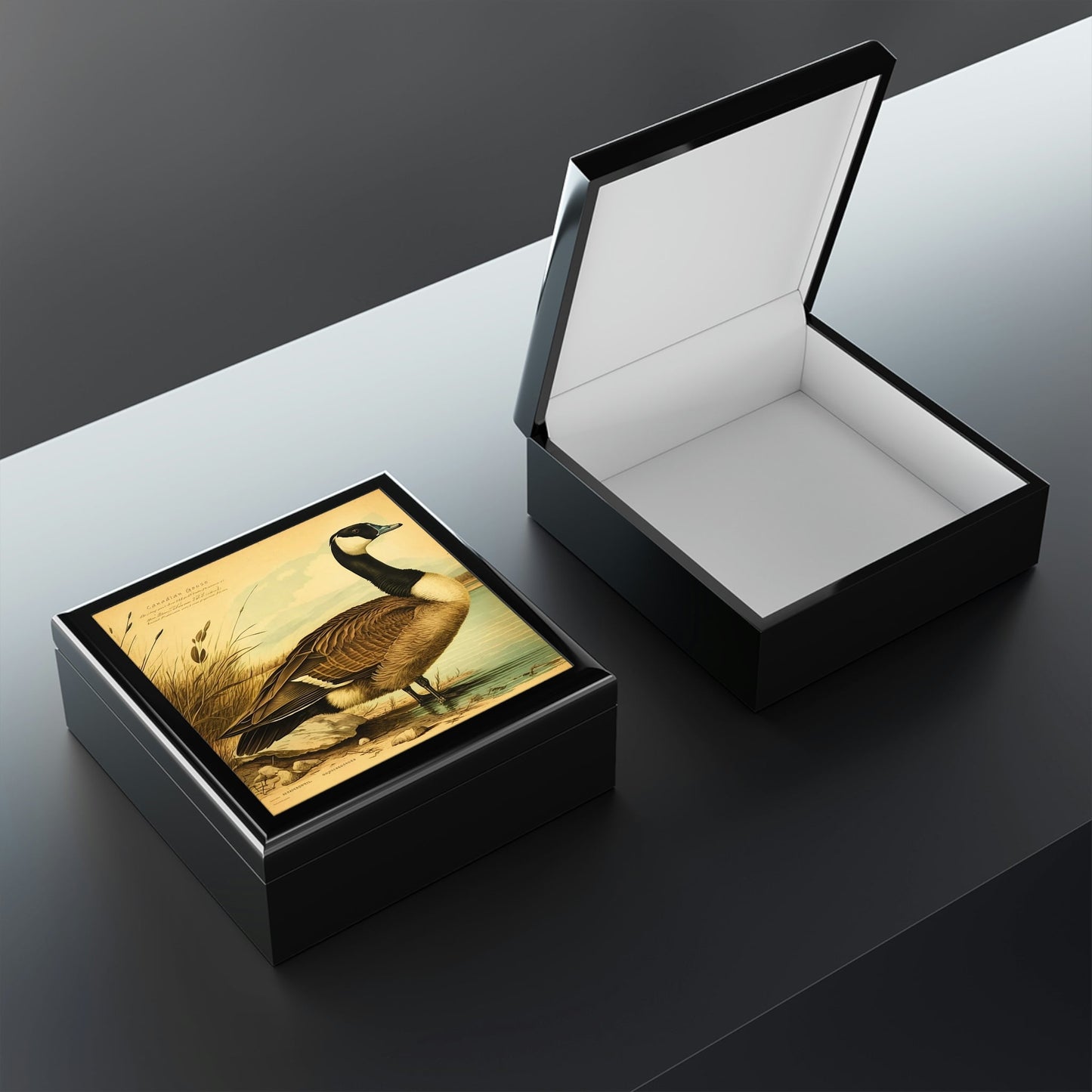 Vintage Canadian Goose Wooden Keepsake Jewelry Box