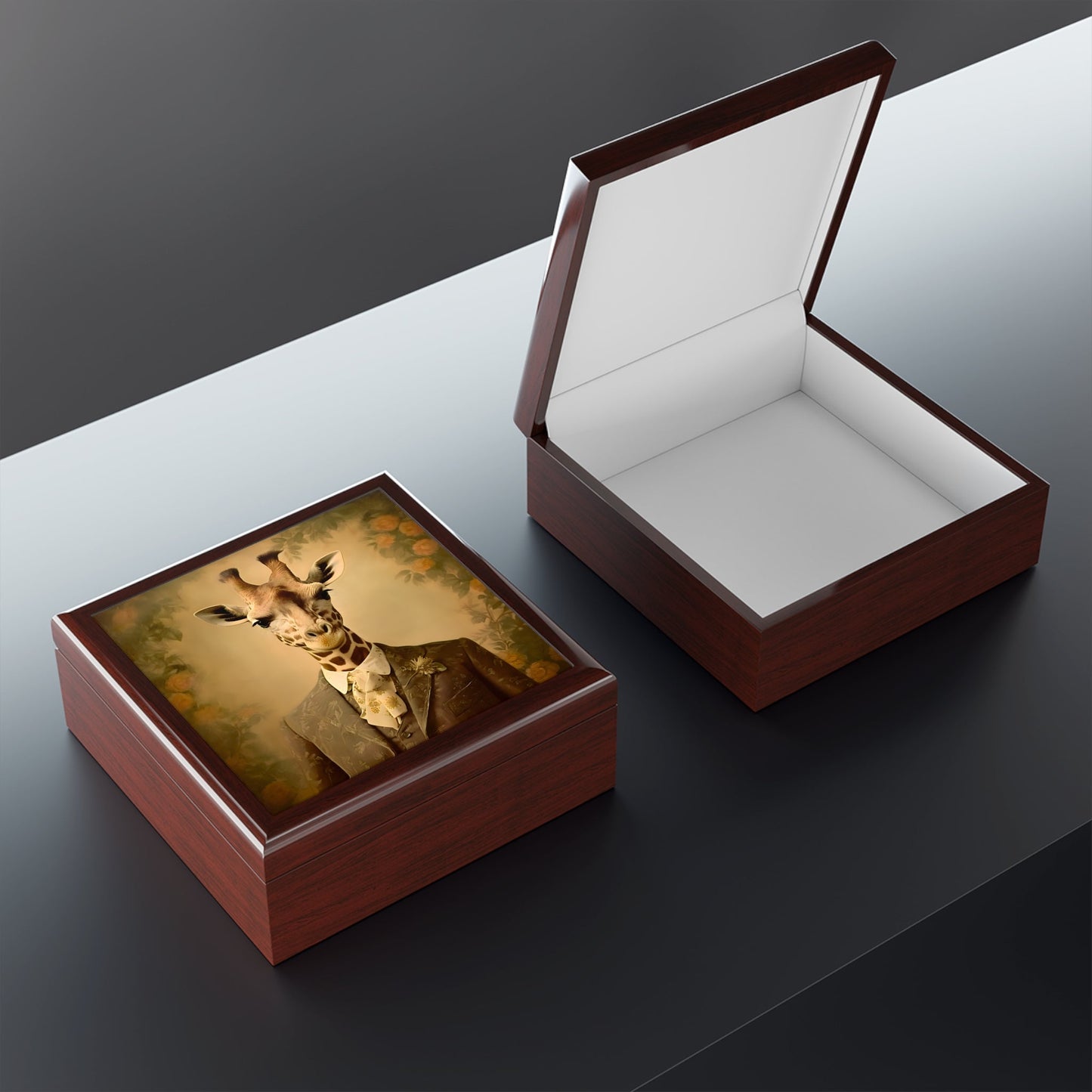 Vintage Giraffe Portrait Jewelry Keepsake Box