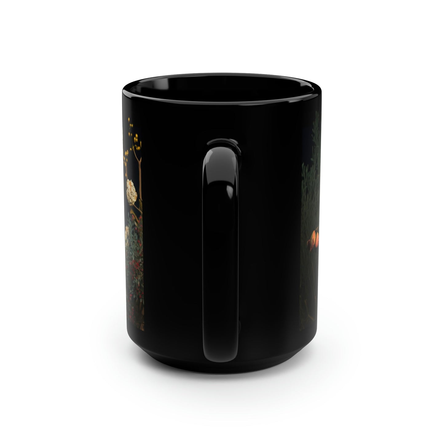 Vintage Great Horned Owl Print - Black 15 oz Blck Coffee Mug