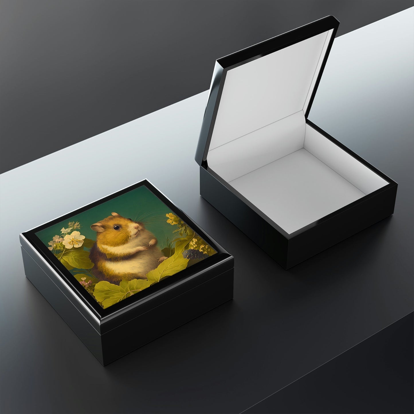 Vintage Hamster Wooden Keepsake Jewelry Box