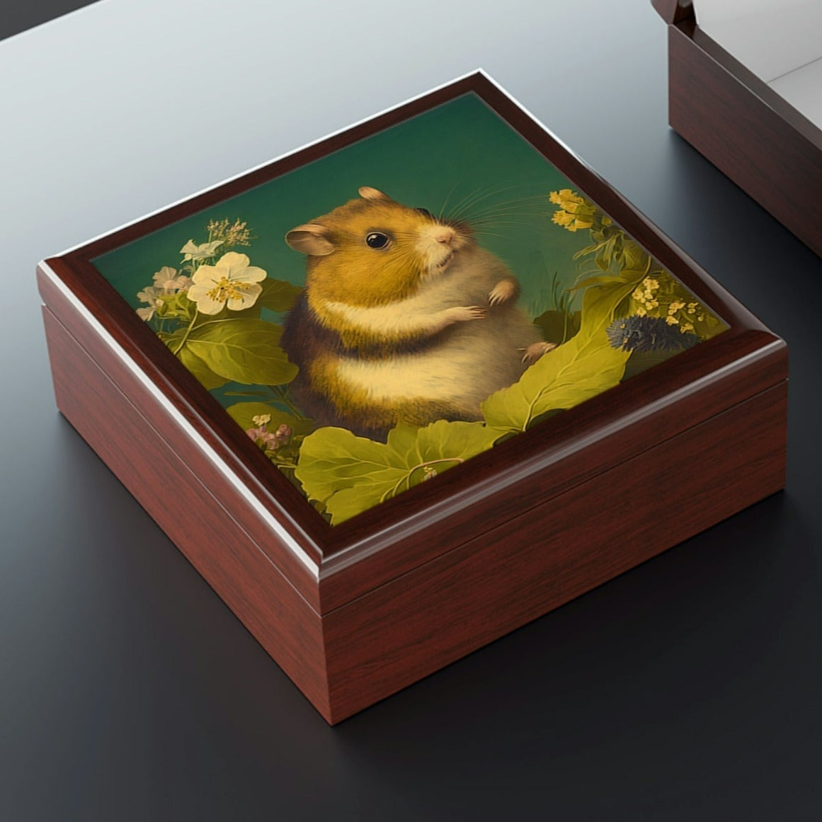 Vintage Hamster Wooden Keepsake Jewelry Box