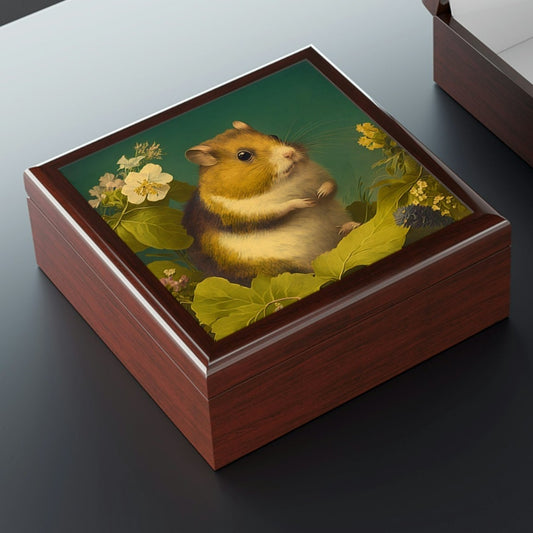 Vintage Hamster Wooden Keepsake Jewelry Box