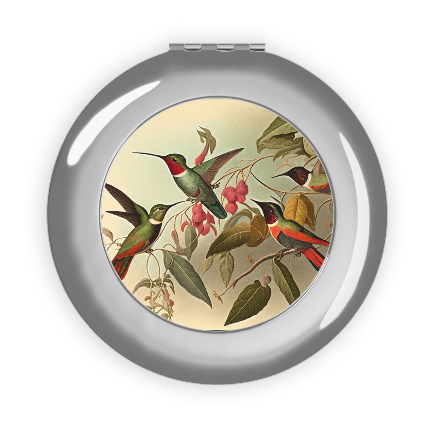 Vintage Hummingbird Compact Travel Mirror